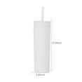 thumbnail image 3 of Advancent Botella de agua de 16OZ, vaso de paja esmerilado de plástico de 2 capas, bebida portátil, taza de té de la leche, soporte para café y jugo Mostrada Blanco 21 cm x 7.2 cm Advancent HA007950-01B, 3 of 6