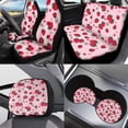 thumbnail image 2 of Jeiento Pink Strawberry Car Seat Covers Full Set for Car Front Rear Seat Covers, Headrest Cover, Coasters, Gear Shift Knob and Handbrake Cover, Cute Auto Accessory for Women Girls Universal Fit, 2 of 8