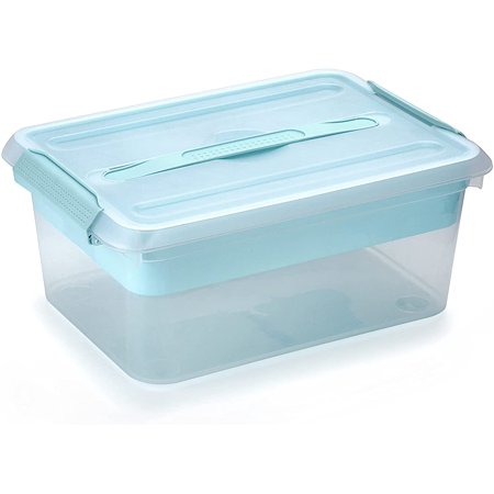 HTWW Stack & Carry Box, Clear Plastic Storage Container Stackable Home ...