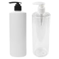 thumbnail image 1 of 2pcs 500ml Empty Lotion Bottles Body Wash Hand Soap Lotion Refillable Pump Bottles Dispenser (White And Transparent Pump Head for Random), 1 of 2
