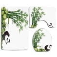 thumbnail image 1 of ABPHQTO Panda feliz con plantas tropicales, árboles de bambú, mamíferos en peligro de extinción, arte de dibujos animados 3 piezas Alfombra de baño Alfombra de contorno y tapa de inodoro, 1 of 2