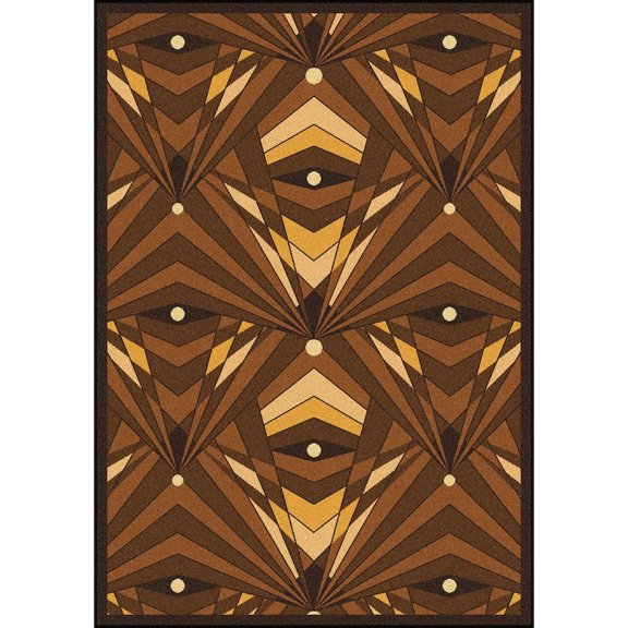 Joy Carpets Any Day Matinee Deco Strobe 3'10" x 5'4" Area Rug in Color Brown