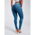 thumbnail image 6 of Women High Waist, Stretchy Jeans Slim Fit Leg Pull on Jean with Pockets, Soft Breathable Cotton Blend Denim Blue S, 6 of 7