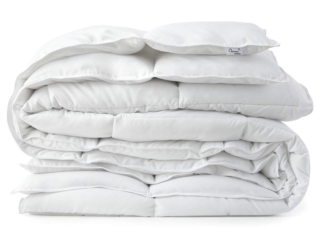 Chezmoi Collection White All Season Medium Warmth Down Alternative Comforter - Hypoallergenic Duvet Insert Corner Tabs, Piped Edges - Full / Queen