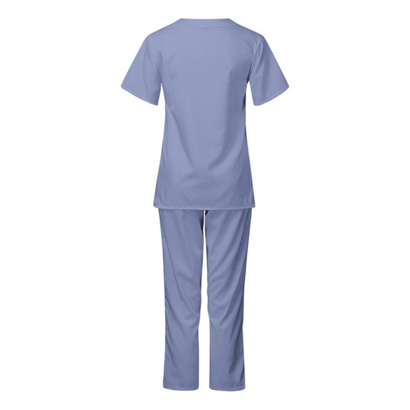 Women's Cooling Scrub Set Solid Stretch V Neck Short Sleeve and Straight-Leg Pants Medical Uniform Workwear
