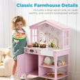 thumbnail image 3 of Best Choice Products Pretend Play Wooden Farmhouse Kitchen Set w/ Storage, Clicking Knobs, 5 Accessories - Rose, 3 of 9