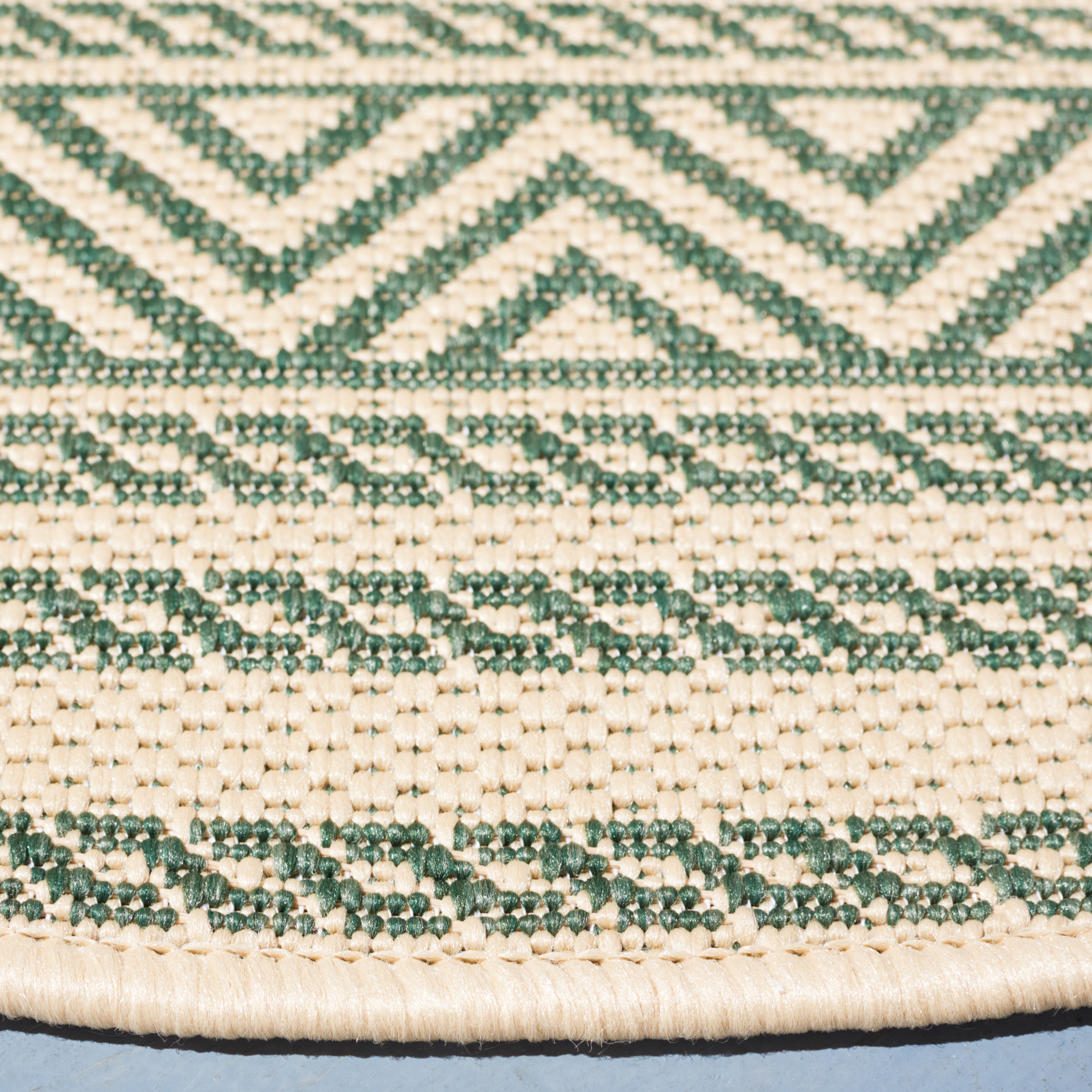 Safavieh Courtyard Seanna Striped Indoor/Outdoor Area Rug, Beige/Dark Green, 6'7" x 6'7" Round