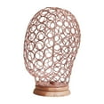 thumbnail image 4 of Cabeza de maniquí hueca de metal con base de madera para pelucas y auriculares. Oro rosa, 4 of 9