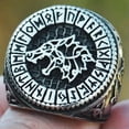 thumbnail image 3 of HOOUN Viking Runes Wolf Head Ring Men's Vintage Alloy Metal Signet Rings Punk Biker-8, 3 of 3