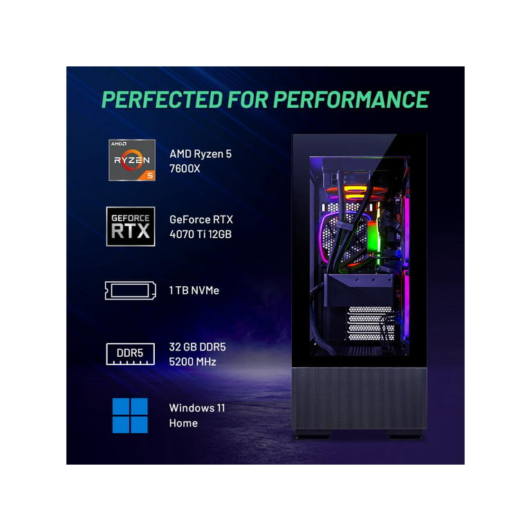  Skytech Gaming Azure PC Desktop – AMD Ryzen 7 7800X3D 4.2 GHz,  NVIDIA RTX 4090, 1TB NVME Gen4 SSD, 32GB DDR5 RAM RGB, 1000W Gold PCIE 5.0  PSU, 360mm AIO, 11AC
