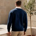 thumbnail image 4 of UDAUDU Mens Polo Shirts Long Sleeve Pullover Sweatshirts Color Block 2026 Fall Winter Contrast Collar Button Down Golf Shirt Dark Blue S, 4 of 5