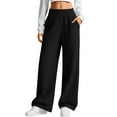 thumbnail image 2 of Sweatpants for Women Elastic Waist High-Waisted Casual Solid-Color Workwear Cargo Sweatpants,Pants for Women Black M, 2 of 6