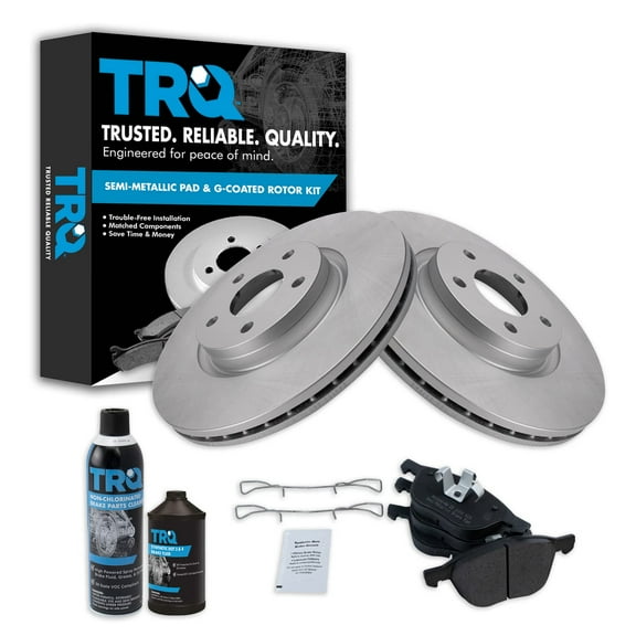 TRQ Front Metallic Brake Pad & Coated Rotor Kit w/Chemicals for C30 C70 S40 V50 BKA24026
