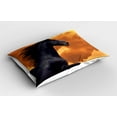 thumbnail image 2 of Ambesonne Nature Pillow Sham 2 Pack, Galloping Friesian Horse, 26"x20", Black Orange, 2 of 3