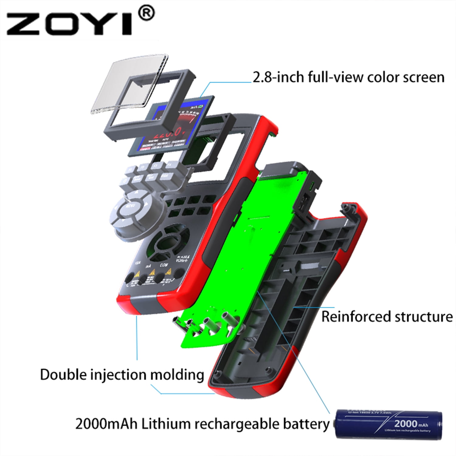 702S 2 n 1 oscilloscope multimeter, 10MHz Bandwidth, 48MSa/s Sampling, 2.8" IPS Display, USB Type-C Rechargeable, 9999 Counts T-RMS for Voltage and Waveform Testing