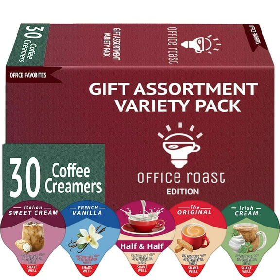 Variety Pack Creamers Liquid Creamer Singles | Gift Assortment Box | Coffee Cream, French Vanilla, Original, Irish Creme, Italian Sweet Creme & Half-Half - No Refrigeration - Box Of 30