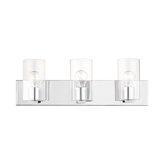 Livex Lighting Zurich 3-Light Metal Bath Vanity Lighting in Polished Chrome