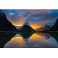 thumbnail image 2 of Zhu, Hua 32x23 Gold Ornate Wood Framed with Double Matting Museum Art Print Titled - Milford Sound Sunset, 2 of 4