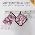 thumbnail image 4 of Yayeee Oven Mitts and Pot Holder Set of 2 Heat Resistant Kitchen Gloves Baking Hot Pad, Purple Wave Pattern, 4 of 5