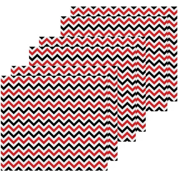 Coolnut 6 PCS Chevron Balck and Red Washcloths, 12 X 12 Inches Cotton Wash Cloths, Highly Absorbent and Soft Face Towels for Bathroom,Gym,Hotel and Spa