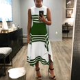 thumbnail image 2 of B91xZ 2024 Robes de Soleil pour Femmes Casual Sans Manches V Cou Robe de Tunique Fluide, Vert XL, 2 of 5