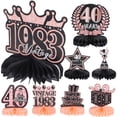 thumbnail image 6 of Viveous 8pcs Women Birthday Party Decoration Rose Gold 40th Birthday Honeycomb Centerpiece, 6 of 11