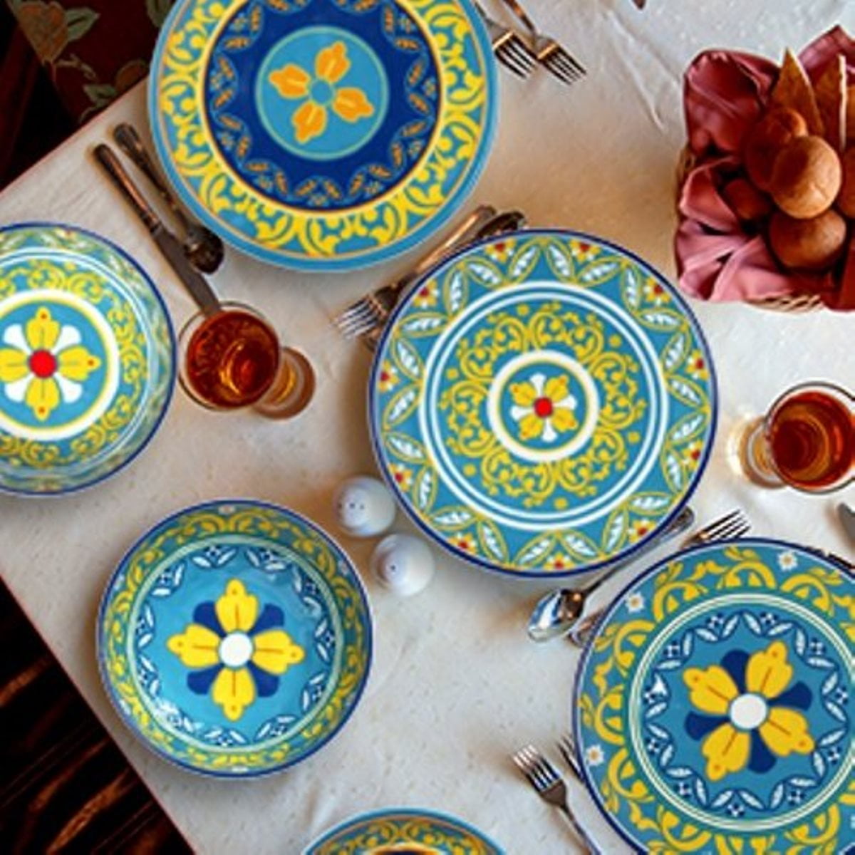 Melange Gardens Of Italy 6 Piece Melamine Dinner Plate Set Walmart Com Walmart Com