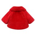thumbnail image 5 of LFEOOST Baby Girls Faux Fur Coats Winter Cloak Jacket Thick Warm Capes Infant Kids Dress Coat with Bow Pompom Balls 6 Months-2 Years Red 6-9 Months, 5 of 6