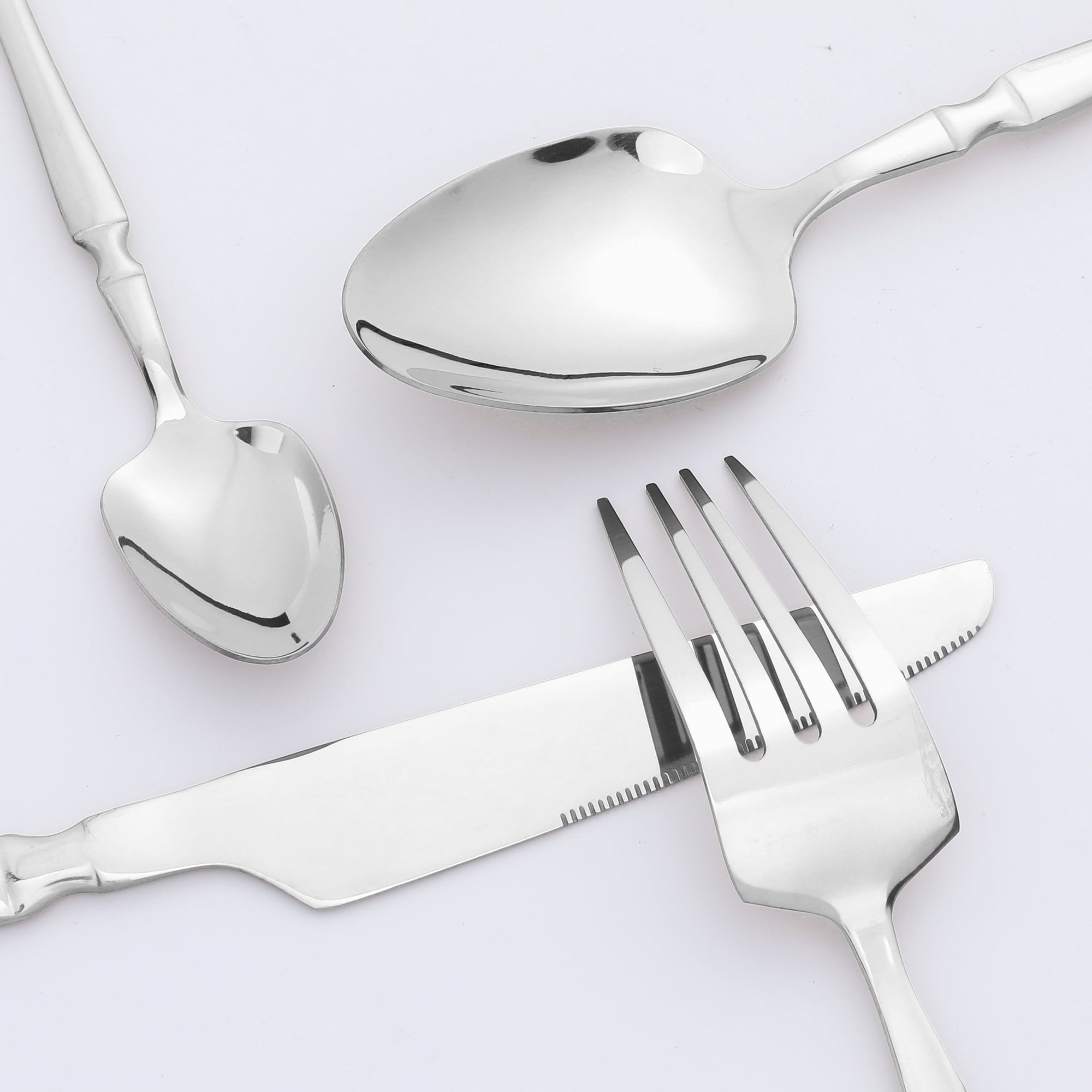 Unique Bargains Stainless Steel Silverware Set with Spoons and Forks Silver 4 Pcs