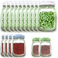 thumbnail image 1 of 20 piezas Mason Jar bolsas con cremallera almacenamiento bolsa de comida reutilizable para aperitivos sándwich nueces galletas cremallera hermética bolsas selladas a prueba de fugas, 1 of 5