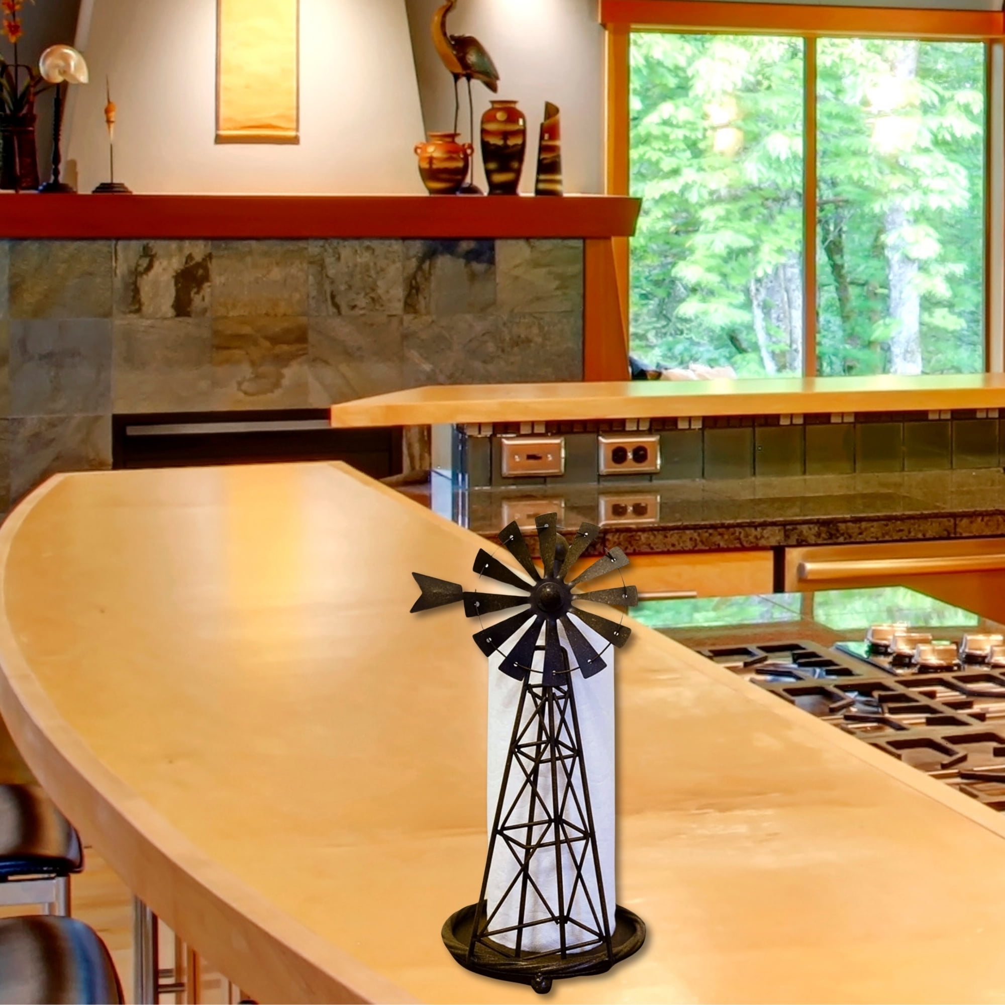 Windmill Metal Paper Towel Holder Freestanding Rustic Farmhouse Kitchen Dining