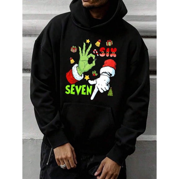 Unique Tailor - Christmas - Men's Creative Christmas Style Hoodie Monster Hand Santa Claus Hand "67" Design Hoodie 300g Long Sleeve Pocket Couple Hoodie Thick Polyester Fiber Warm Thick Winter Clothi