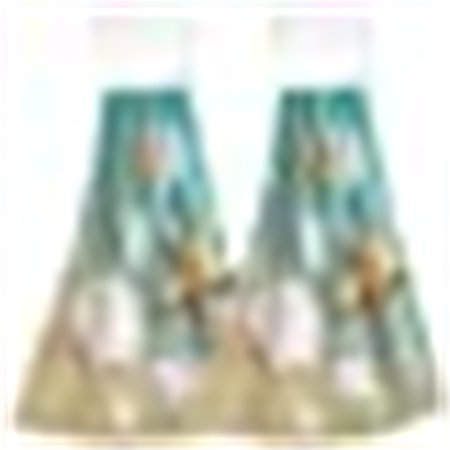 Beach Starfish Seashell Hanging Kitchen Towel Home Decorative Tie Towel Summer Seaside View Hand Towels 2PCS Super Soft Absorbent Hang WashCloth for Bathroom