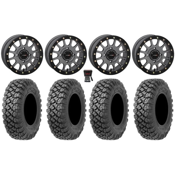 System 3 SB-5 14" Wheels Grey 30" Alpha Tires Can-Am Maverick X3 / Honda Pioneer 1000 / Talon