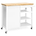 thumbnail image 4 of Best Choice Products Portable Kitchen Island Storage Cocktail Cart w/ Wood Top, Wine Shelf, Cabinet, Drawer, Towel Rack, 4 of 7