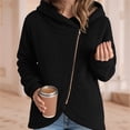 thumbnail image 2 of Women's Causal Slanted Zip Up Hoodie Jackets Loose Trendy Fuzzy Fleece Zipper Hooded Sweatshirt Coats Black S, 2 of 3