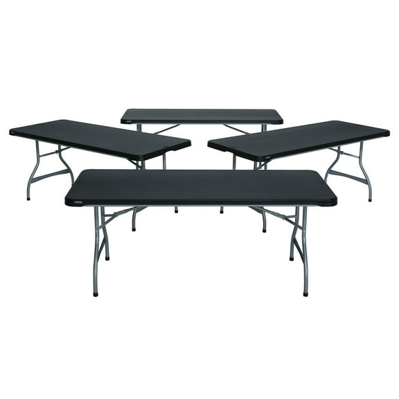 Lifetime 6 ft. Nesting Rectangle Folding Tables, Indoor/Outdoor, Black, 4 Pack (480350)