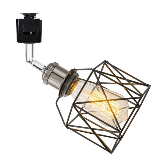 KAYYELAMP Modern Design Adjusted Angle J-Type Track Head Lighting E26 Pearl Black Base Black Hollow Shade Track Light for Kitchen Gallery Mirror Front Office(No Bulb, Track)