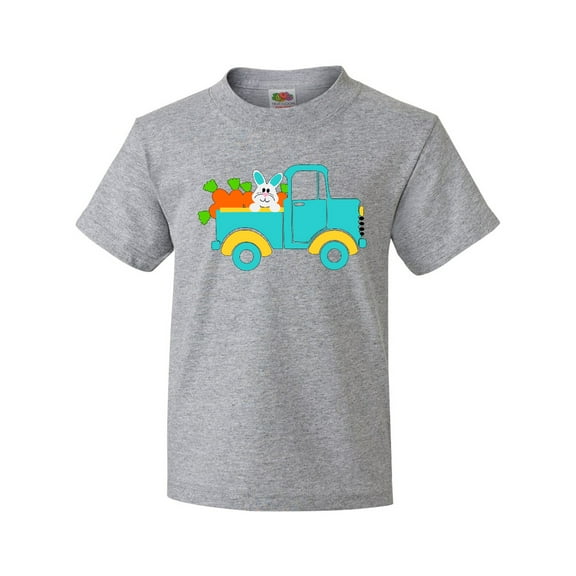Inktastic Cute Easter Bunny in Blue Truck with Carrots Youth T-Shirt