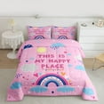 thumbnail image 2 of jejeloiu Boho Rainbow Full Size Comforter Sets,Colorful Stars Loves Bedding Comforter Set,Clouds Print Bedding Sets For Girls,Breathable Home Decor Reversible,3pcs, 2 of 8