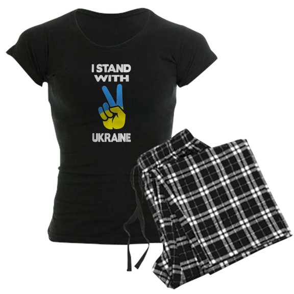 CafePress - Support Ukraine I Stand With Ukraine Ukrai Pajamas - Women's Short Sleeve Print T-Shirt and Pants Dark Cotton Pajama Set