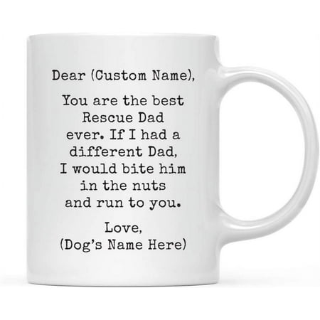 

Andaz Press Personalized Funny Dog Dad 11oz. Coffee Mug Gag Gift Best Rescue Dog Dad Bite in Nuts and Run to You 1-Pack Dog Lover s Christmas Birthday Ideas Includes Gift Box