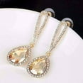 thumbnail image 4 of 14K Gold Plated Evening Splendor Champagne Austrian Crystal Drop Earrings for Woman in Three Elegant Colors, 4 of 7