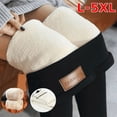 thumbnail image 4 of With Leather Patch Women Girl Thick Soft High Waisted Winter Leggings Fleece Lined Leggings Fluffy Leggings Thermal Leggings BLACK 2XL, 4 of 8