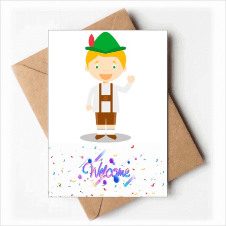 Green Brown Germany Cartoon Welcome Back Greeting Cards Envelopes Blank