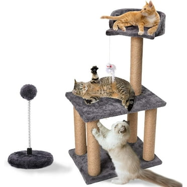 PinkSheep 29" Cat Tree Tower Scratching Post with Perch, Sisal Cat Scratchers Poles Toys for Indoor Small Medium Cats Gray