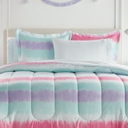 Dream Factory Tie Dye Stripe Twin 5 Piece Comforter Set, Polyester, Microfiber, Pink, Purple, Multi, Child, Unisex