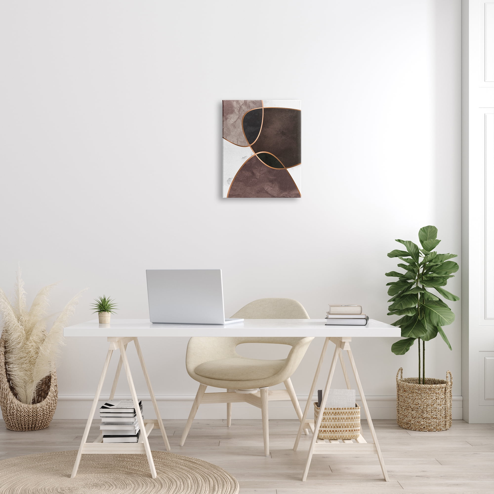 Stupell Indtries Abstract Deco Shapes Layered Contrasting Tones Brown Purple,16 x 20,Design by Design Fabrikken