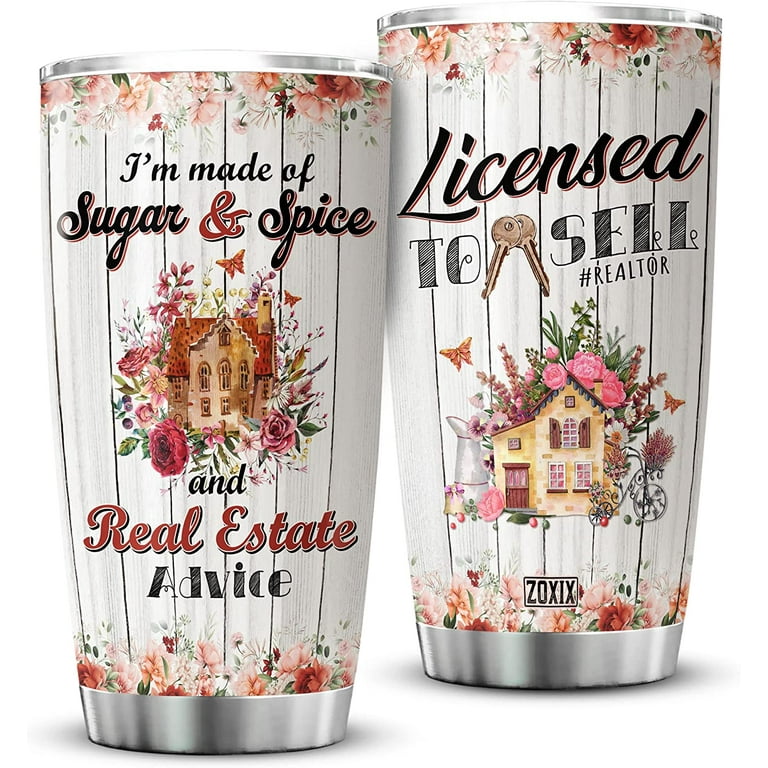Realtor Tumbler For Women Stainless Steel Cup With Lid 20oz Travel Mug  Gifts For Realtors Female Flower Floral Housing Cute Coffee Tumblers For  Girl