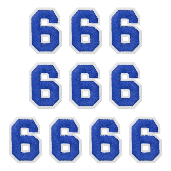 Uxcell Embroidered Numbers Patches, Numbers 6 Applique Embroidered Patch Sew on Decals 1.77 Inch, Blue 10 Pcs